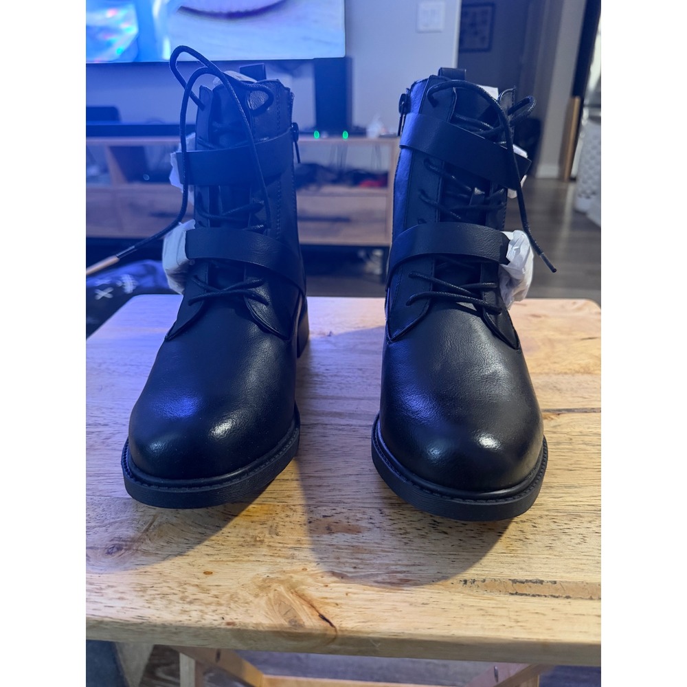 Torrid‎ Black Tonal Hardware Combat Boots Womens Size 9 W Double Buckle Strap